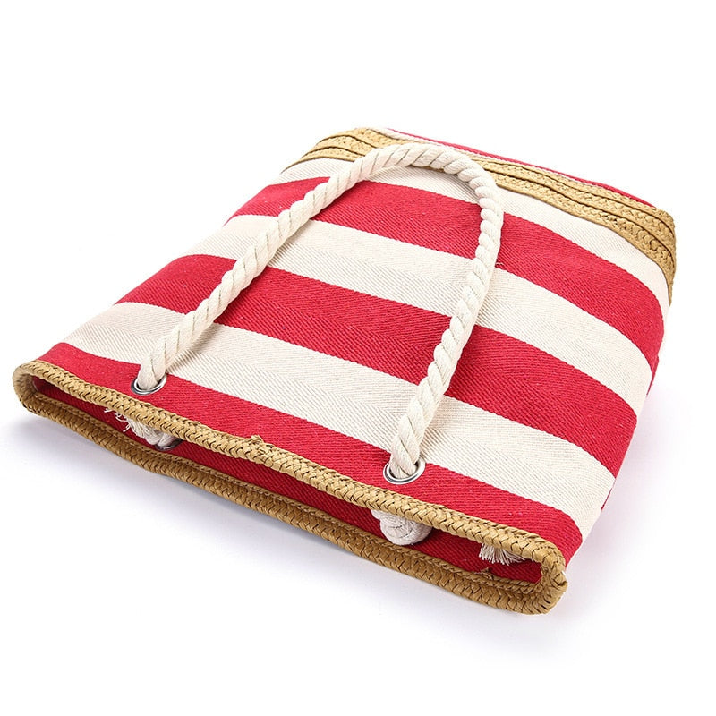 Striped Canvas Beach Bag