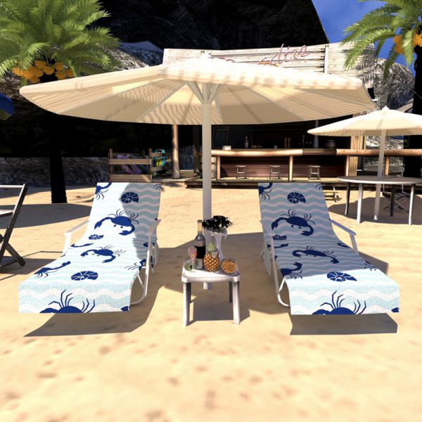 Printed Microfiber Towel Beach Chair Cover With Pockets