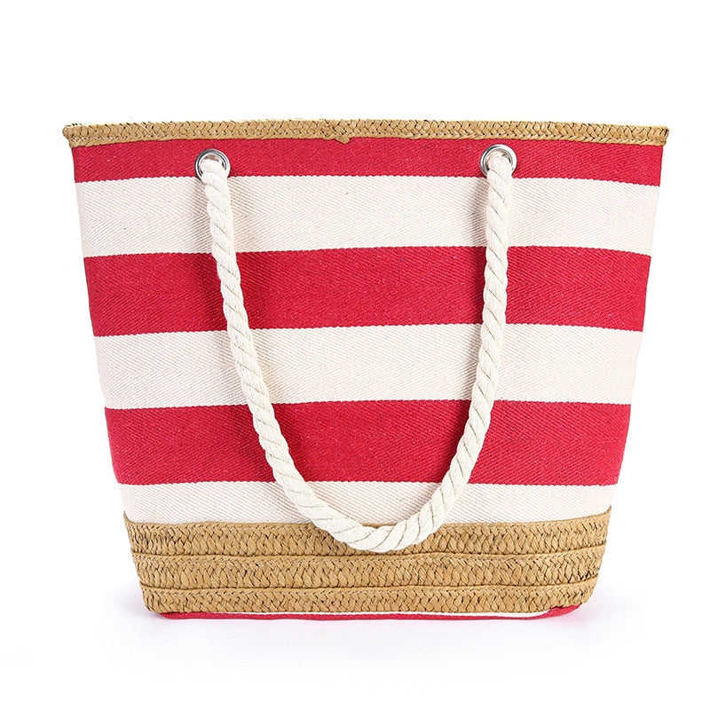 Striped Canvas Beach Bag