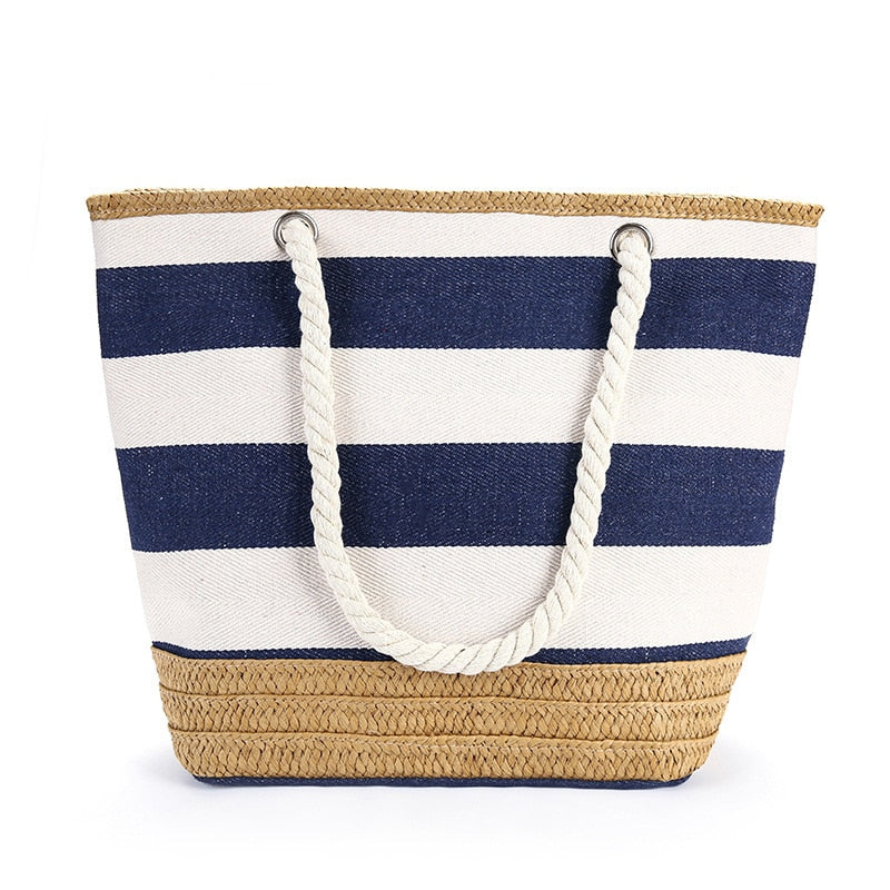 Striped Canvas Beach Bag