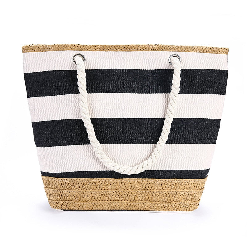 Striped Canvas Beach Bag