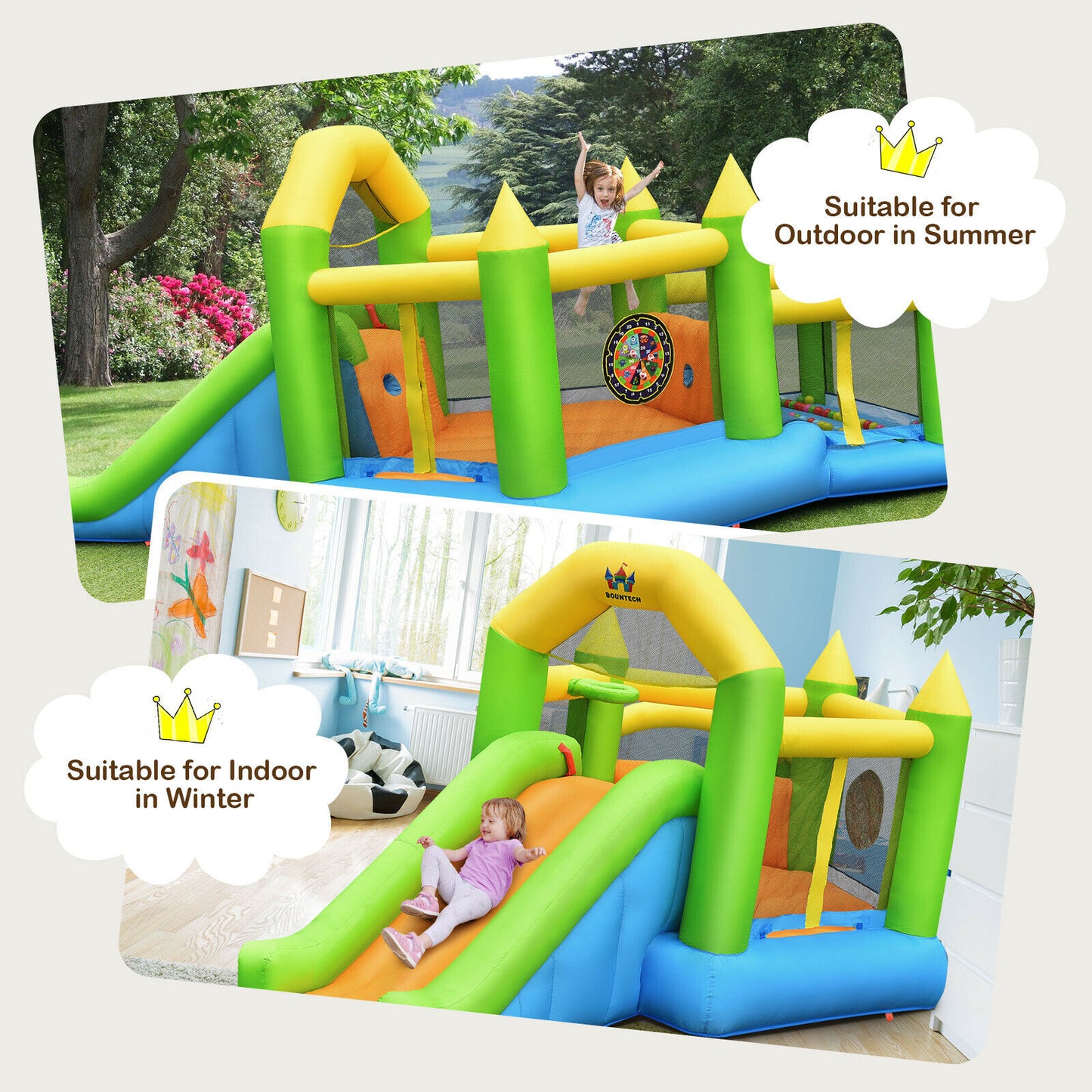 Inflatable Slide Bouncer Ball Pit Basketball Dart Game Without Blower