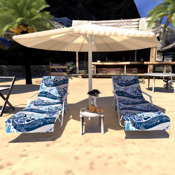 Printed Microfiber Towel Beach Chair Cover With Pockets