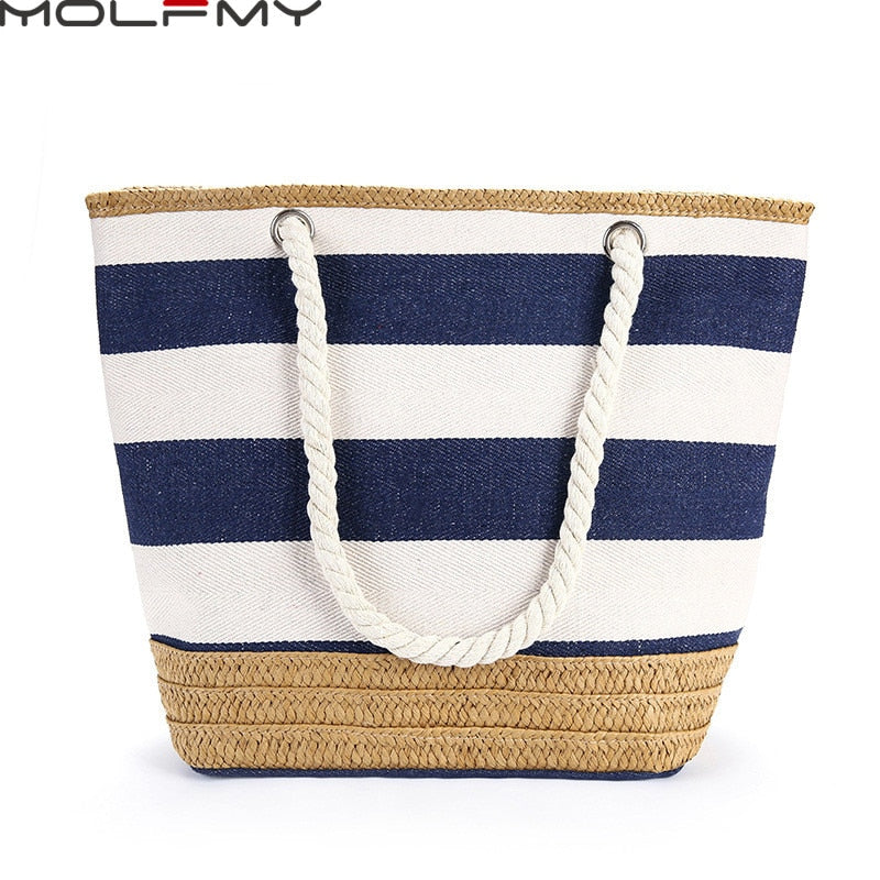 Striped Canvas Beach Bag