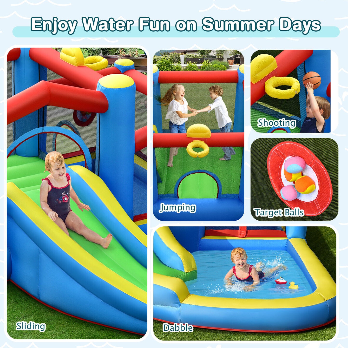 Inflatable Slide Bounce Castle with 480W Blower