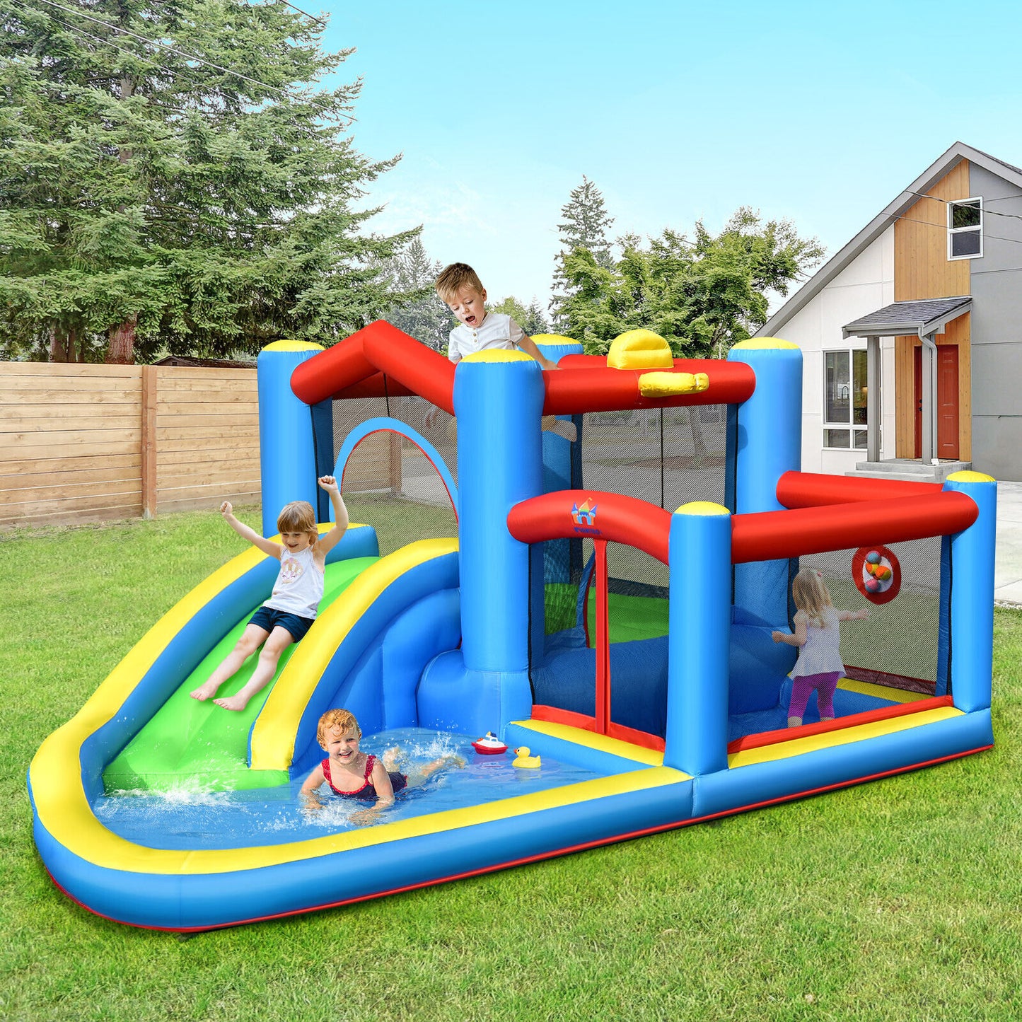 Inflatable Slide Bounce Castle with 480W Blower