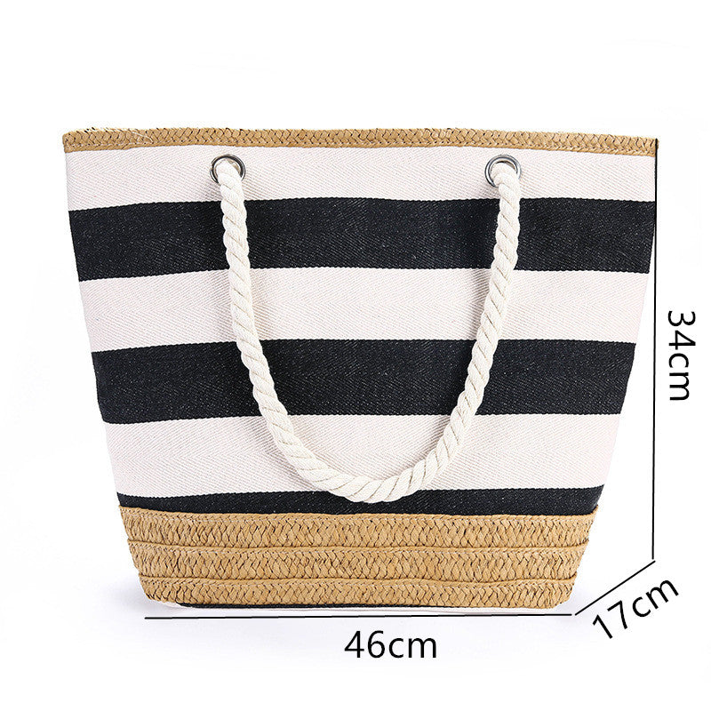 Striped Canvas Beach Bag